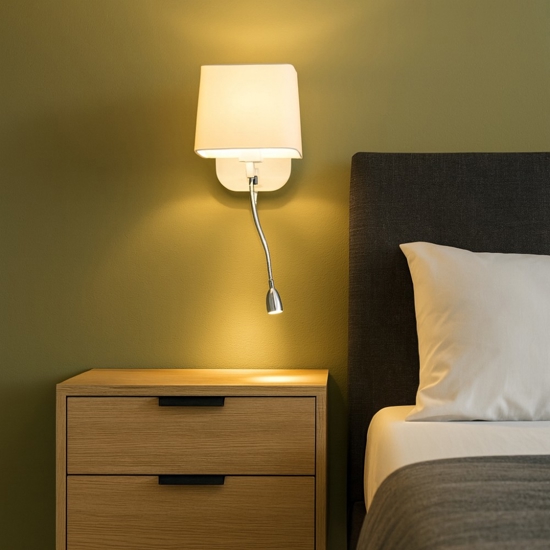 Applique camera da letto bianco moderno per comodino
