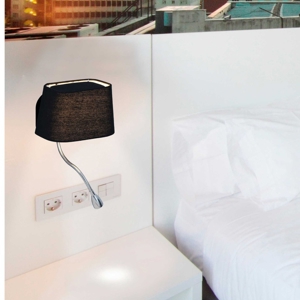 Applique nera per comodino camera da letto moderna hotel