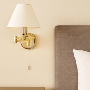 Applique per comodino con cordicella oro braccio estendibile perenz fp