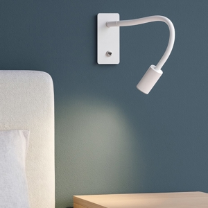 Applique bianco per comodino 3w 2700k luce orientabile con interruttore