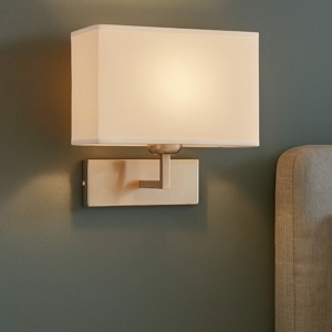 Applique nichel per comodini camera da letto paralume rettangolare tessuto