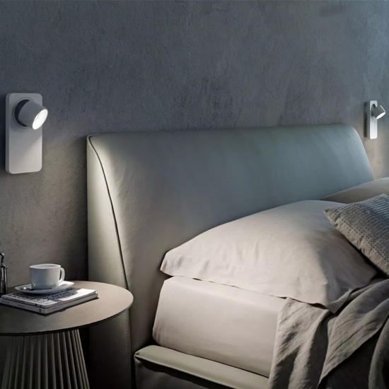Applique linea light beebo w bianco led 5w 3000k per camera da letto con interruttore