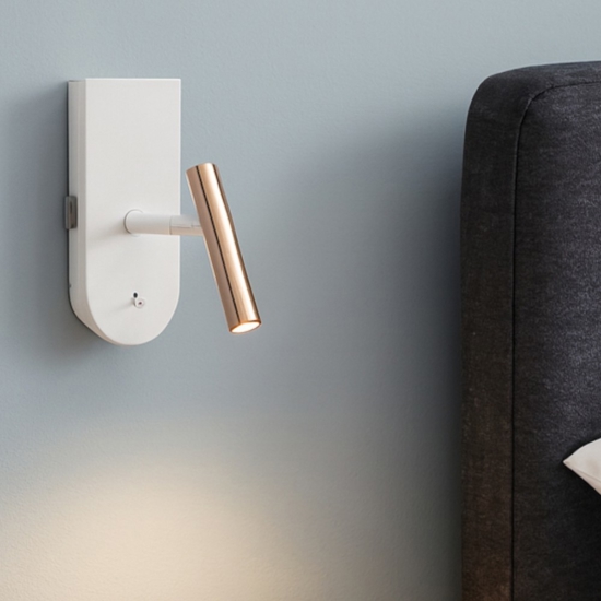 Applique per comodini camera da letto albergo rame e bianco 1night stilnovo