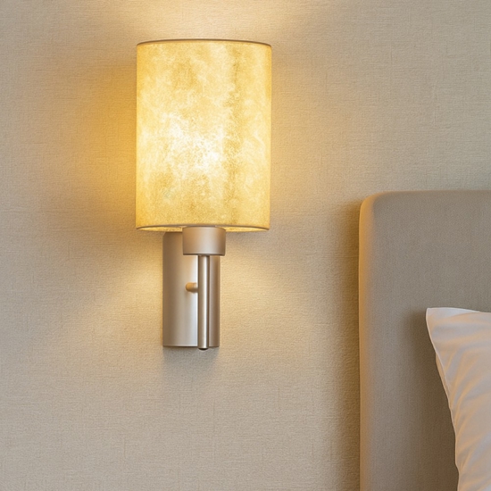Viserbella eglo applique per comodino camera da letto paralume tessuto oro
