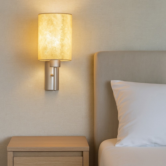 Viserbella eglo applique per comodino camera da letto paralume tessuto oro