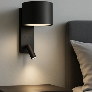 Applique nero per comodino da camera da letto moderna doppia luce orientabile
