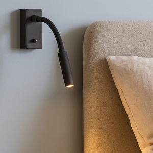 Applique nero da comodino per camera da letto led 3w 3000k orientabile