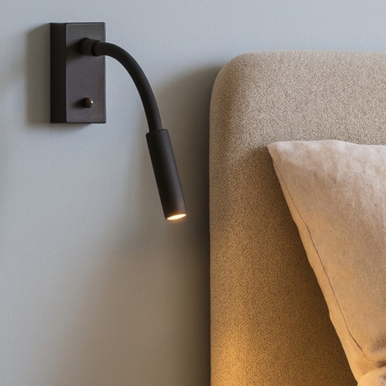 Applique nero da comodino per camera da letto led 3w 3000k orientabile