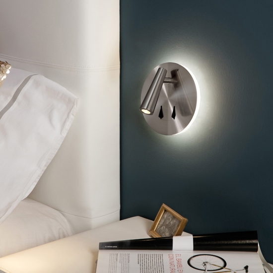 Applique camera da letto led 3000k nickel da lettura