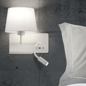 Visualizza i dettagli per Applique bianco destro er comodino usb mensola luce da lettura moderna Applique bianco destro er comodino usb mensola luce da lettura moderna