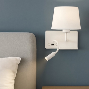 Visualizza i dettagli per Applique da comodino sinistro multifunzione mensola usb luce da lettura Applique da comodino sinistro multifunzione mensola usb luce da lettura