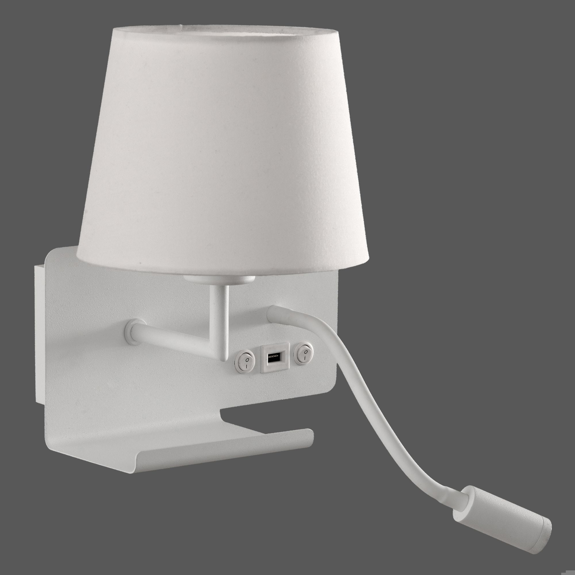 Applique Da Comodino 2 In 1 Con Luce Di Lettura A Collo Di Cigno LED Regolabile – Cromato Lucido, 2 Interruttori Separati, E27