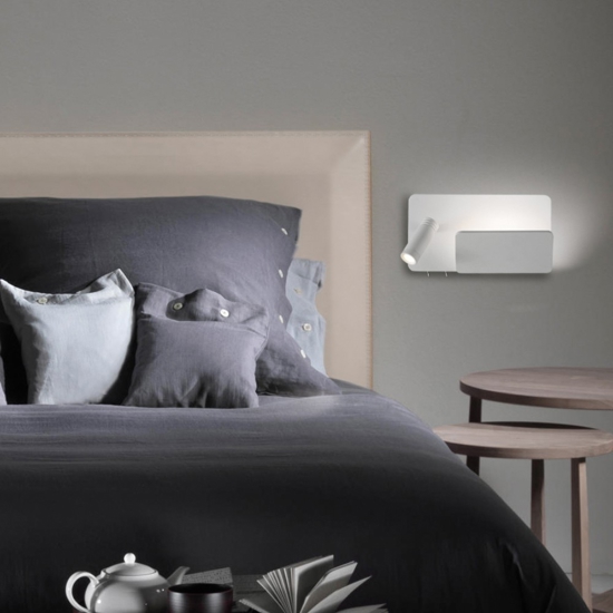 Applique bianca per testata camera da letto sinistro multifunzione luce da lettura