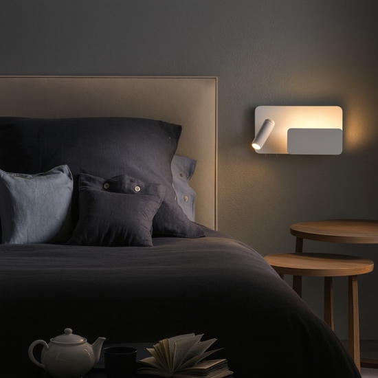 Applique bianca per testata camera da letto sinistro multifunzione luce da lettura