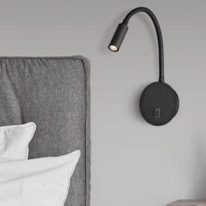 Applique comodino camera da letto led 3w 3000k nero luce orientabile