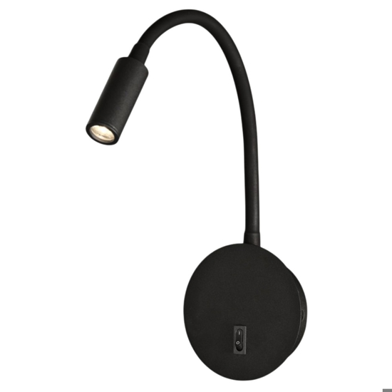 Applique comodino camera da letto led 3w 3000k nero luce orientabile
