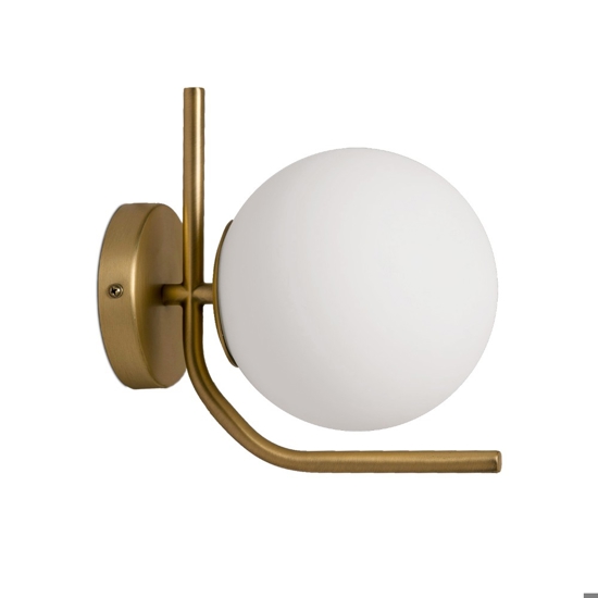 Applique oro da comodino sfera vetro bianco