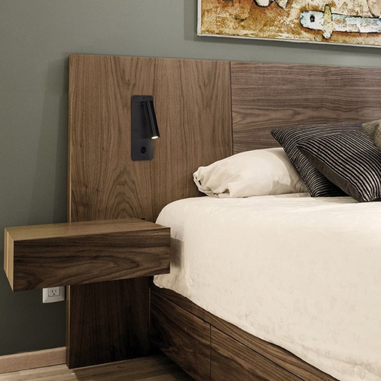 Applique da incasso per comodino camera da letto 3w 3000k nero