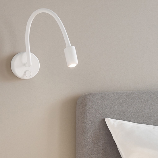 Applique per comodini camera da letto led 3w 3000k snodabile bianco