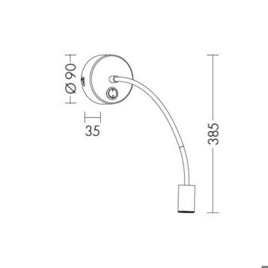 Applique da comodino testata camera da letto led 3000k 3w orientabile nero