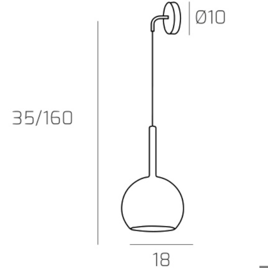 Applique cromo per comodini da letto sfera vetro ambra