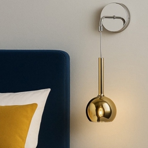 Applique pendente per camera da letto sfera vetro oro toplight