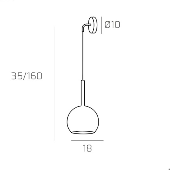 Applique pendente per camera da letto sfera vetro oro toplight