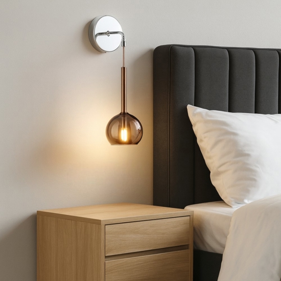 Applique sospensione per comodino vetro rame per camera da letto moderna toplight