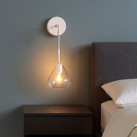 Toplight kona lampada da parete in vetro trasparente per comodino