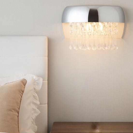 Applique per camera da letto vetro cromo
