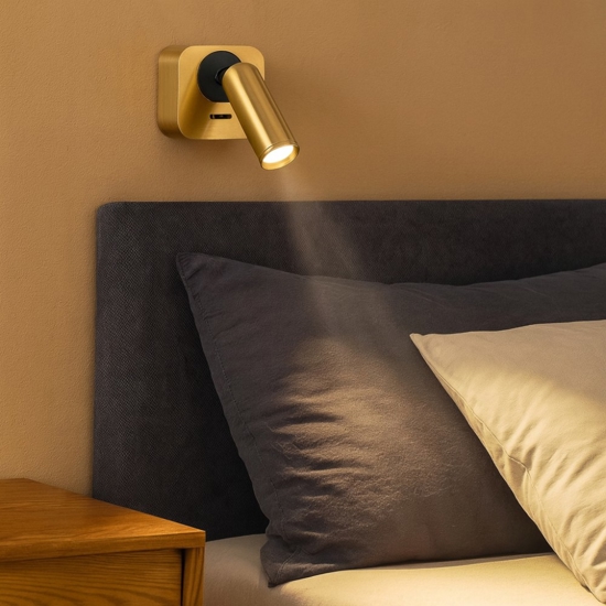 Bean ap square ideal luxapplique da comodino ottone luce orientabile led 3000k