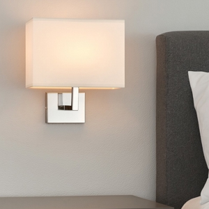 Applique da camera da letto cromo paralume avorio per comodino