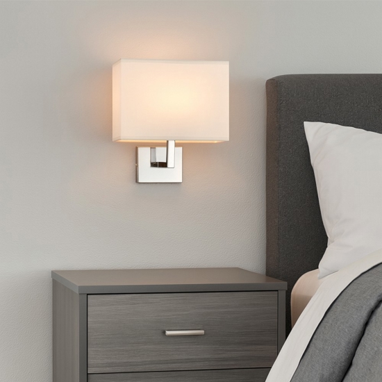 Applique da camera da letto cromo paralume avorio per comodino
