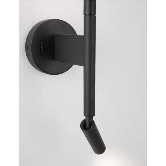 Applique nero per comodino led 9w 3000k orientabile