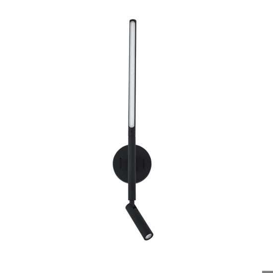 Applique nero per comodino led 9w 3000k orientabile