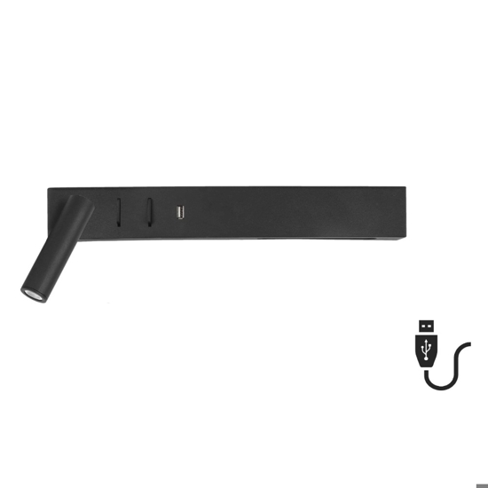 Applique destro nero per comodino camera da letto