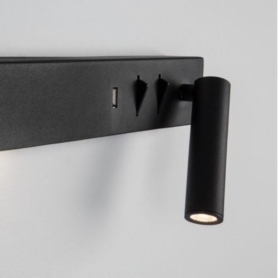 Applique destro nero per comodino camera da letto