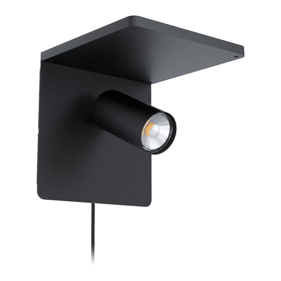 Eglo ciglie applique da comodino nero con caricatore wireless