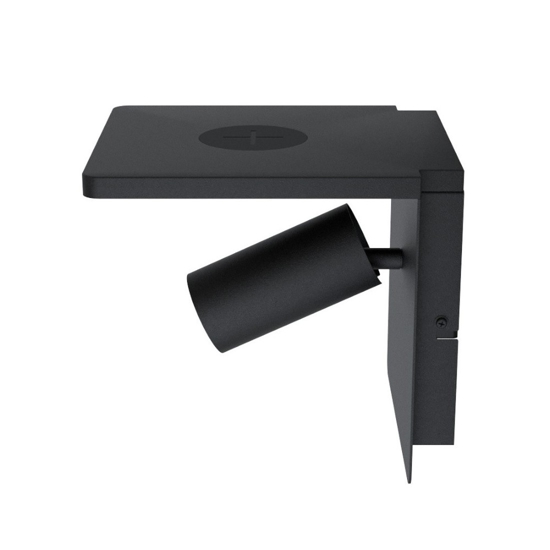 Eglo ciglie applique da comodino nero con caricatore wireless