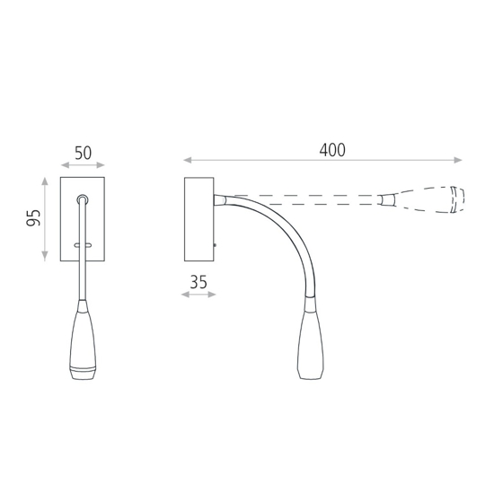 Applique per comodino da lettura led 3w grigio