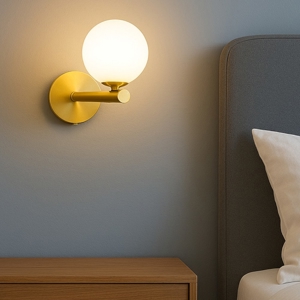 Miloox pomi applique camera da letto metallo oro boccia bianca moderna