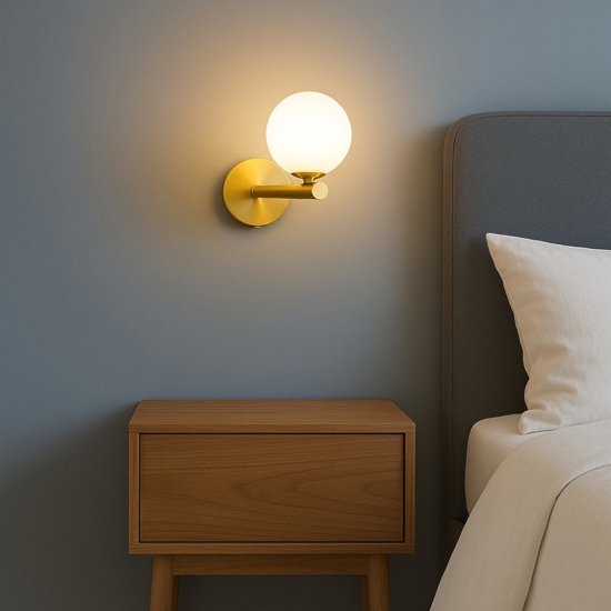 Miloox pomi applique camera da letto metallo oro boccia bianca moderna