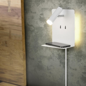 Applique da comodino bianco presa usb luce orientabile