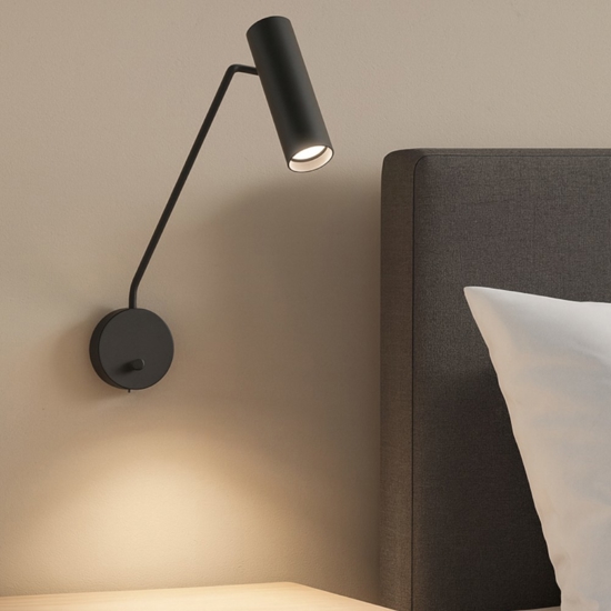 Applique per comodini camera da letto nero luce orientabile