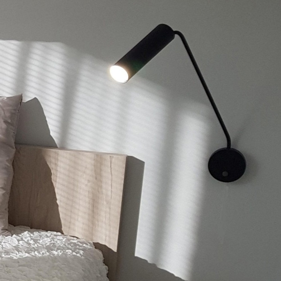 Applique per comodini camera da letto nero luce orientabile