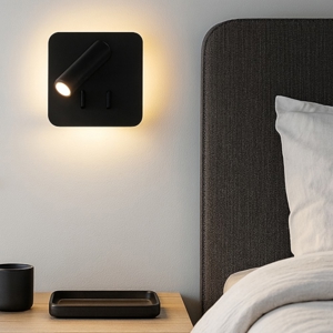Perenz plug applique quadrata per comodino nero led 3000k orientabile