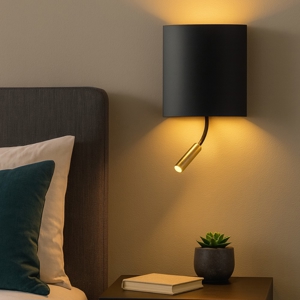 Applique comodino nera oro per camera da letto fp