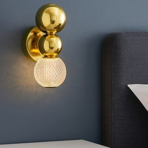 Applique elegante per camera da letto sfere oro