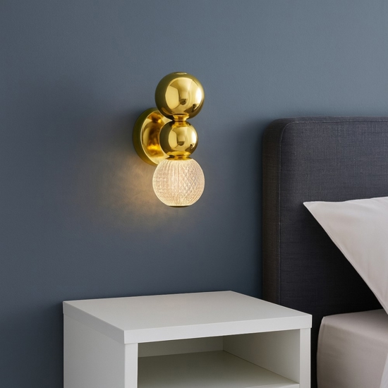 Applique elegante per camera da letto sfere oro