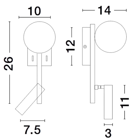 Applique da comodino orientabile nero per camera da letto moderna